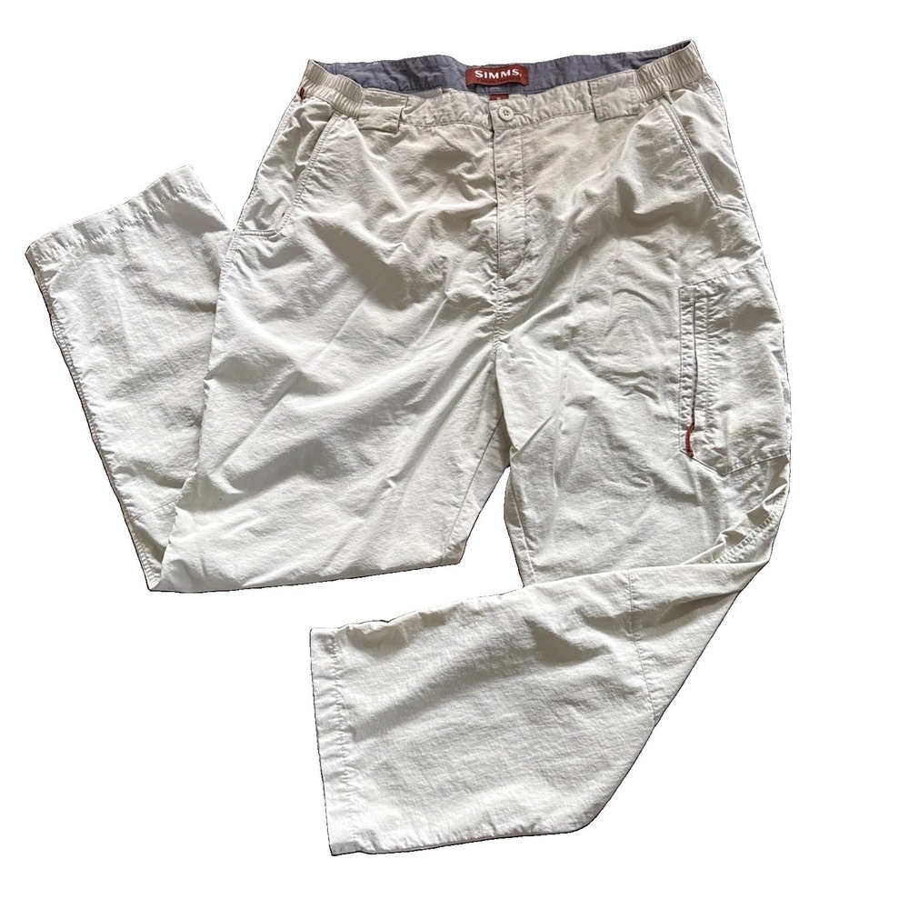 Simms COR3 Pants Men XL 36x30 Beige Fishing Hiking Lightweight Stretch Waist